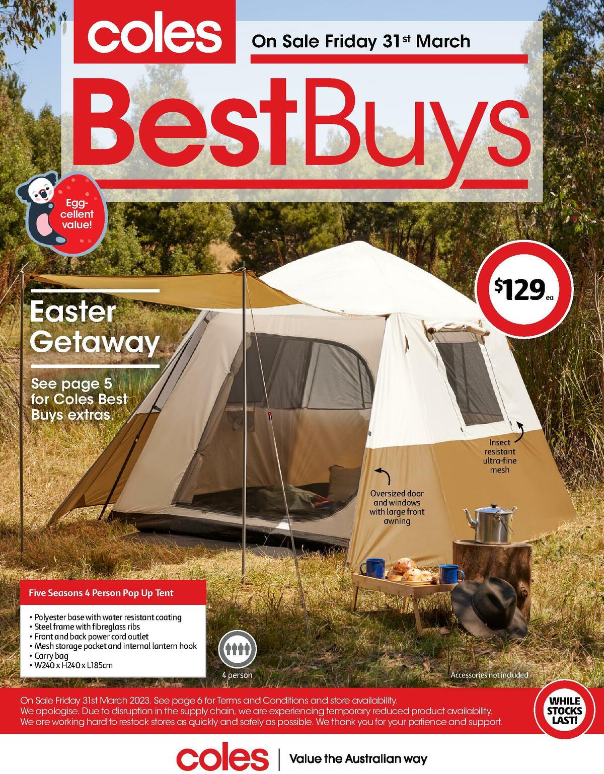 Coles Best Buys Easter Getaway Catalogues & Specials from 31 March