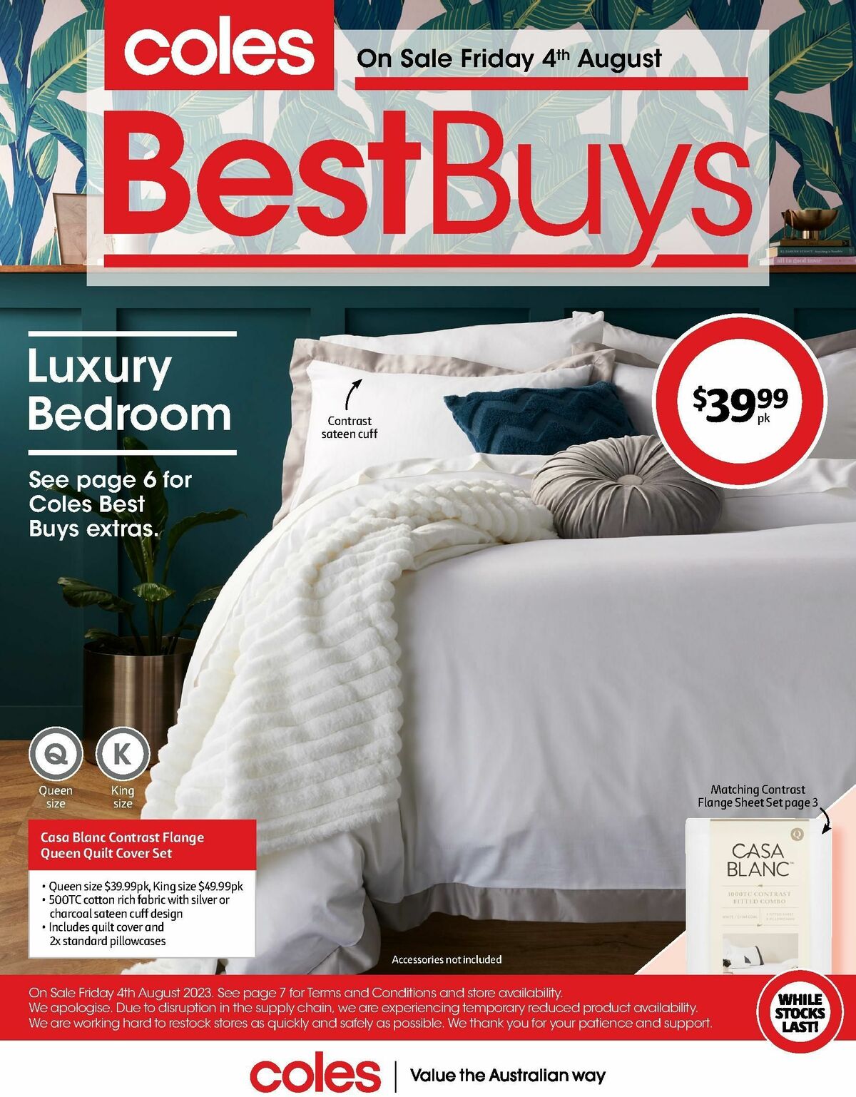 Coles Best Buys Luxury Bedroom Catalogues & Specials from 4 August