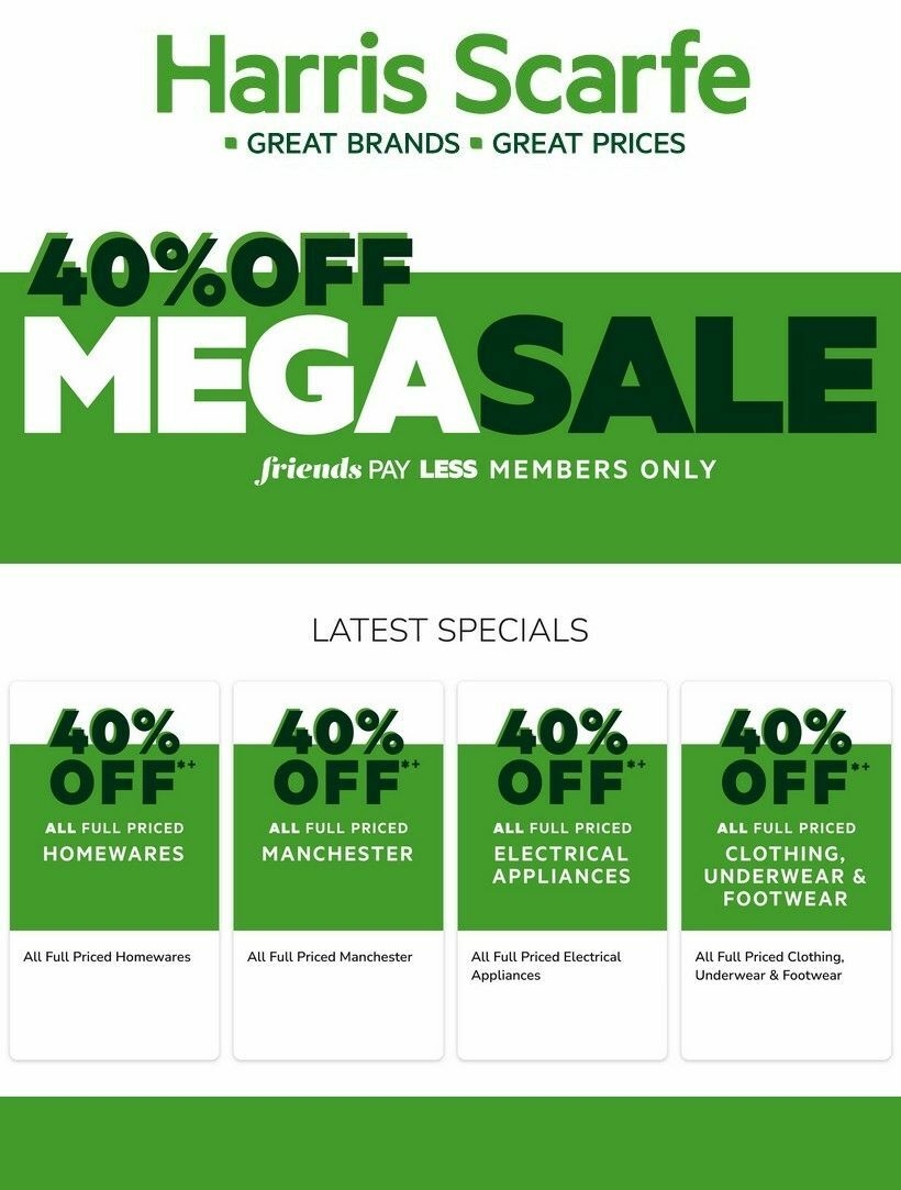 Harris Scarfe from 22 December