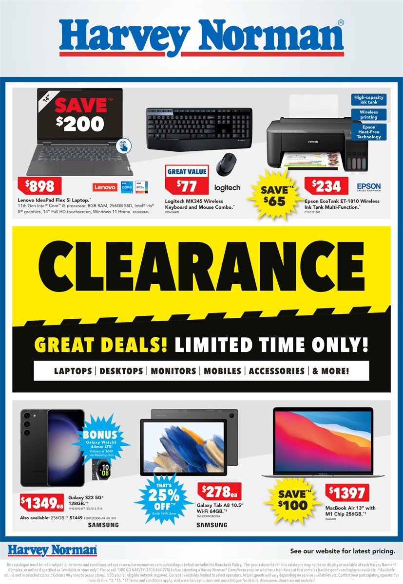 Harvey Norman Computer Clearance from 6 June