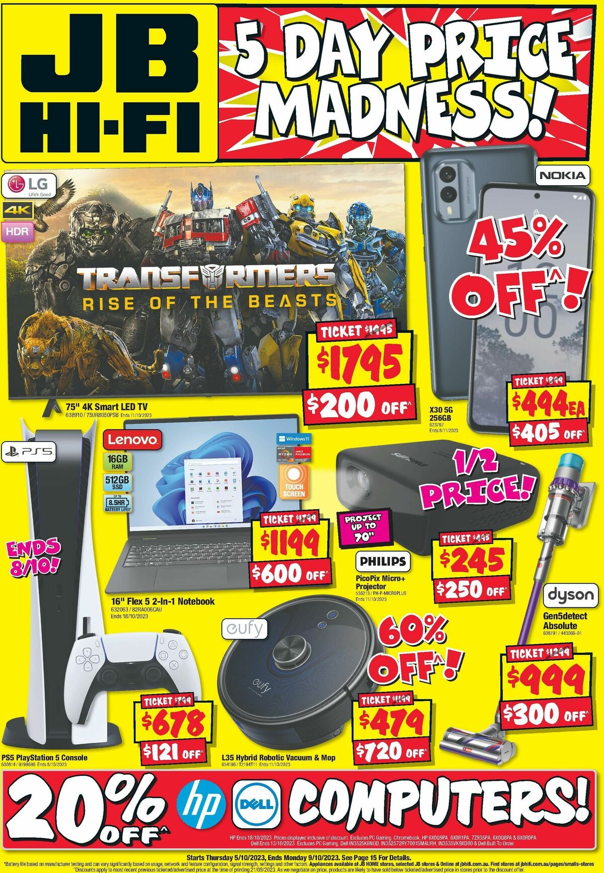 JB HiFi from 5 October