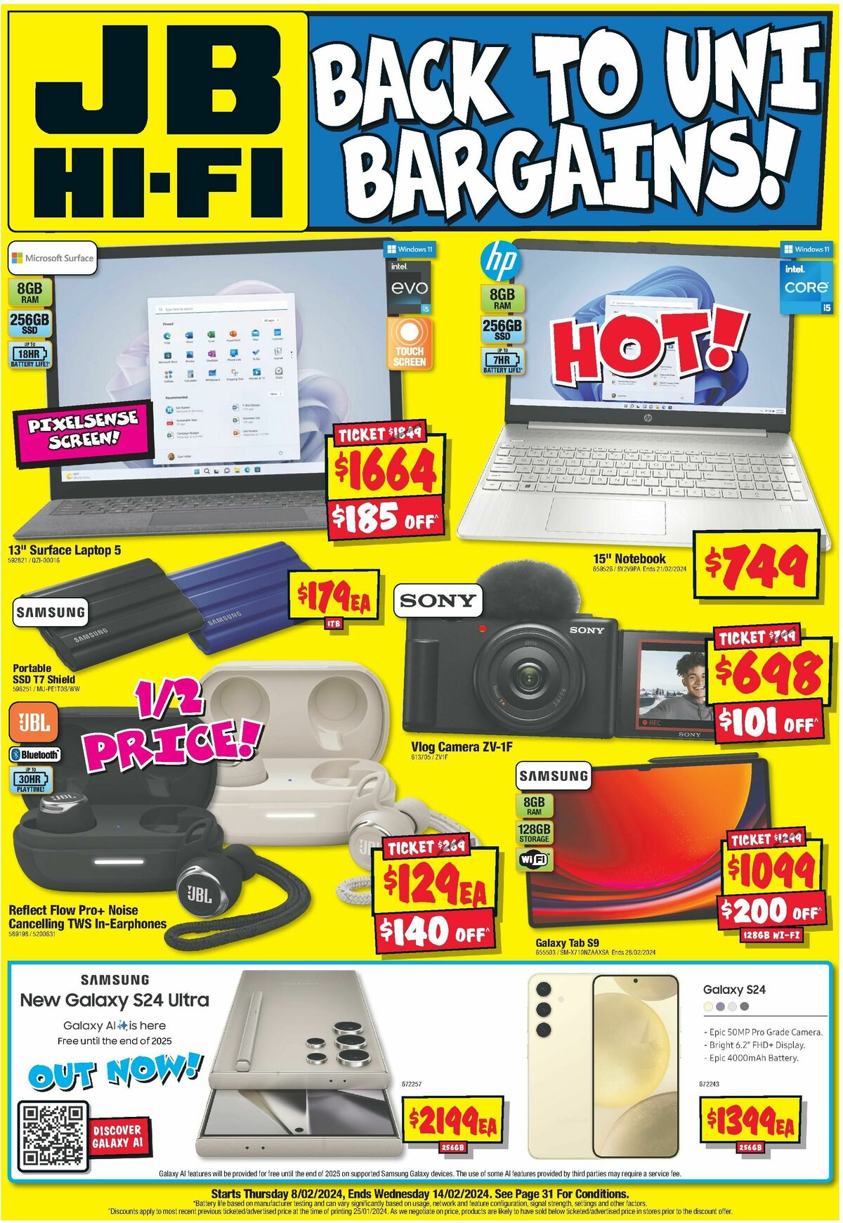 JB HiFi Back to Uni Bargains from 8 February