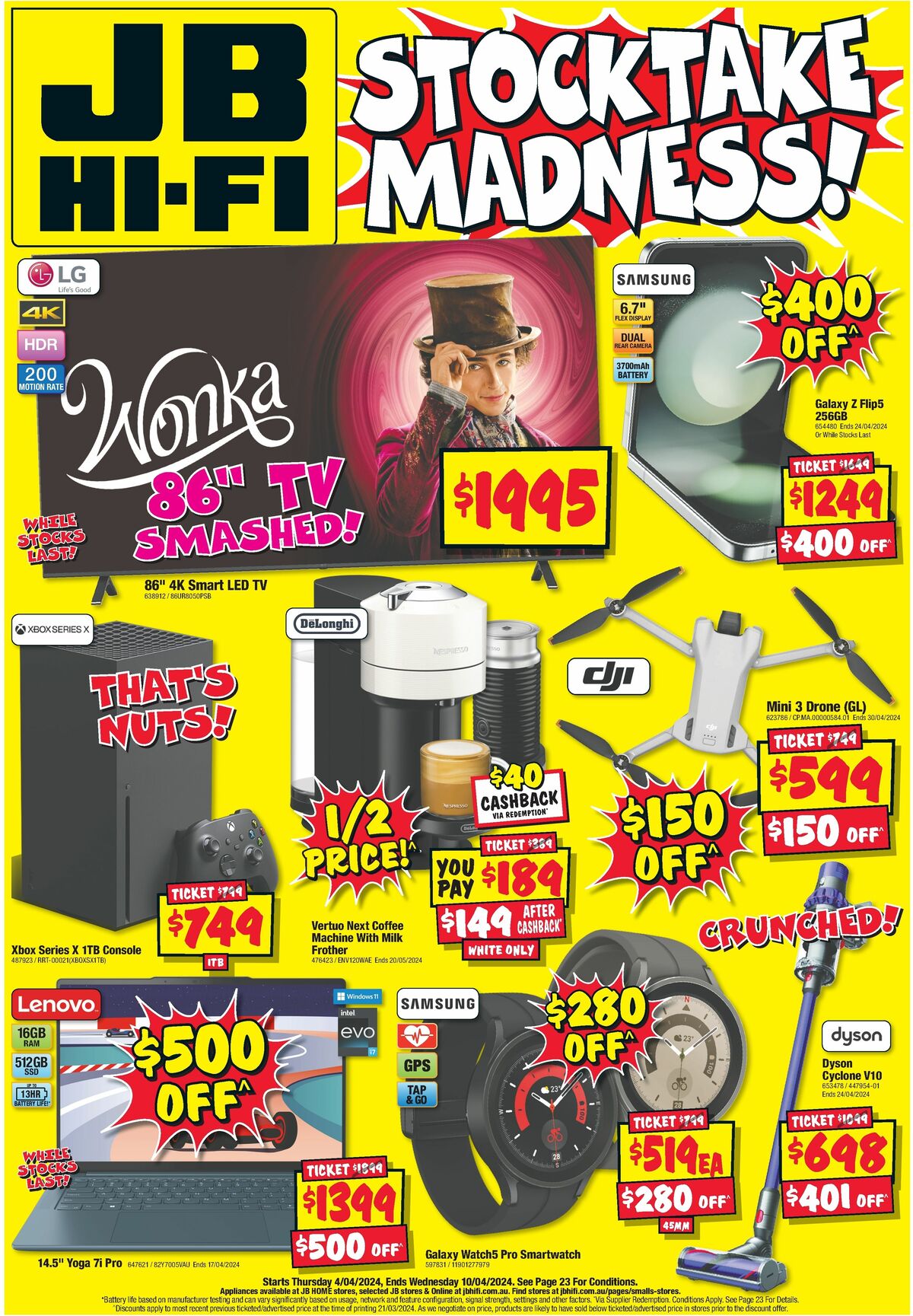 JB HiFi Stocktake Madness from 4 April