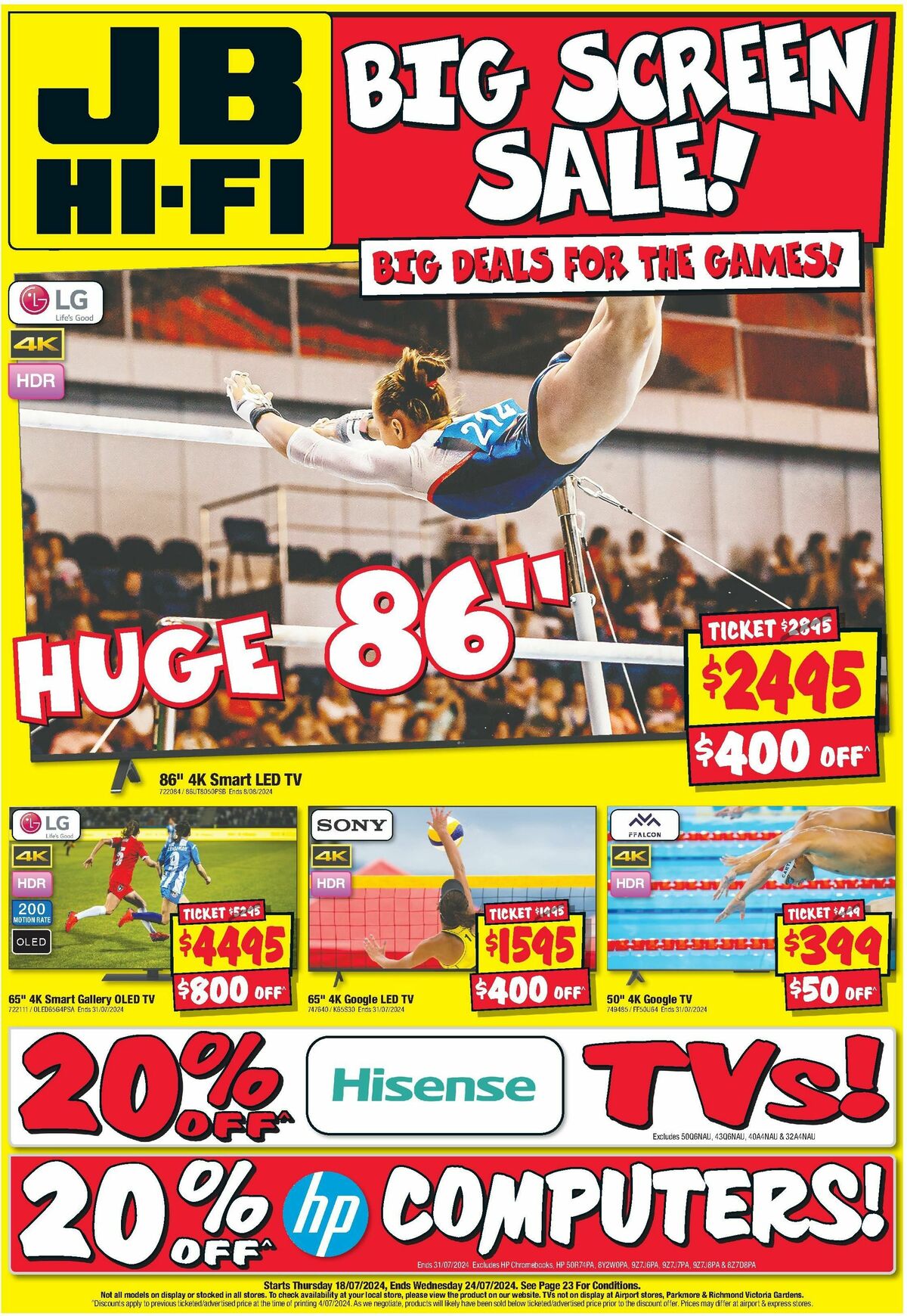 JB HiFi Big Screen Sale from 18 July