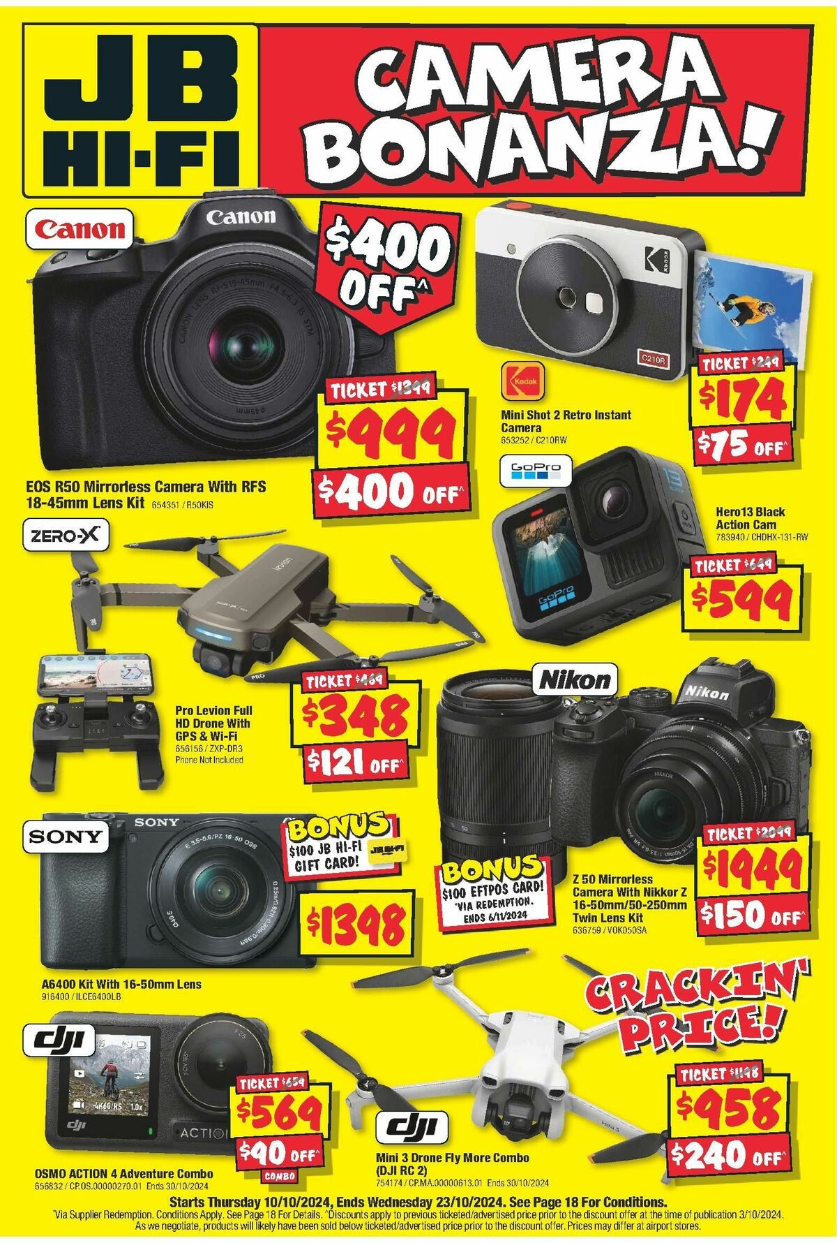 JB HiFi Camera Bonanza from 10 October